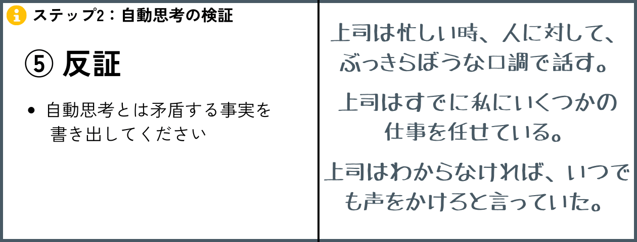 「自動思考に対する反証を同定する」の解説・学習補助画像